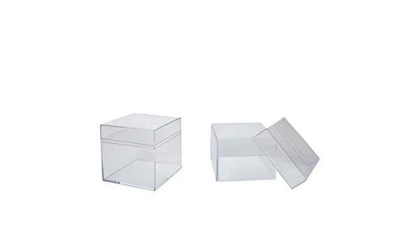 Küp Şekilli ve Kapaklı Plexi Mini Şık Kutu Söz Kına Nişan Düğün Etkinlik için Süslemelik 50 Adet 4X4X4 cm - 6