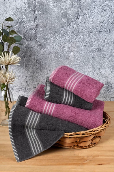 4 lü Kadın Erkek Banyo Havlusu Takımı Oscar - 6