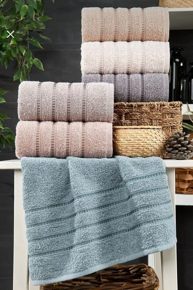 6 lı El Yüz Havlu Seti Pamuklu Havlu Takımı Renkli - 8