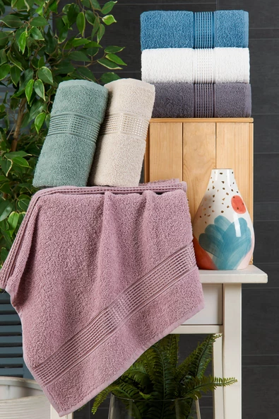 6 lı El Yüz Havlu Seti Pamuklu Havlu Takımı Renkli - 4