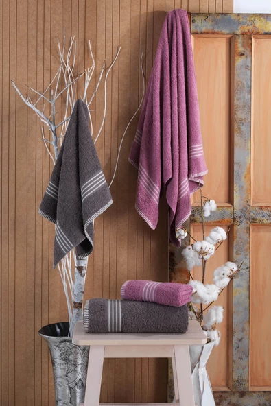 4 lü Kadın Erkek Banyo Havlusu Takımı Oscar - 3