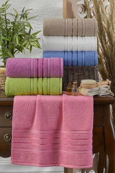 6 lı El Yüz Havlu Seti Pamuklu Havlu Takımı Renkli - 5