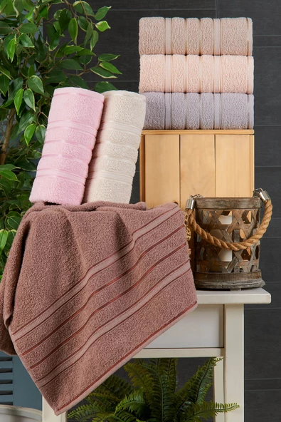 6 lı El Yüz Havlu Seti Pamuklu Havlu Takımı Renkli - 7