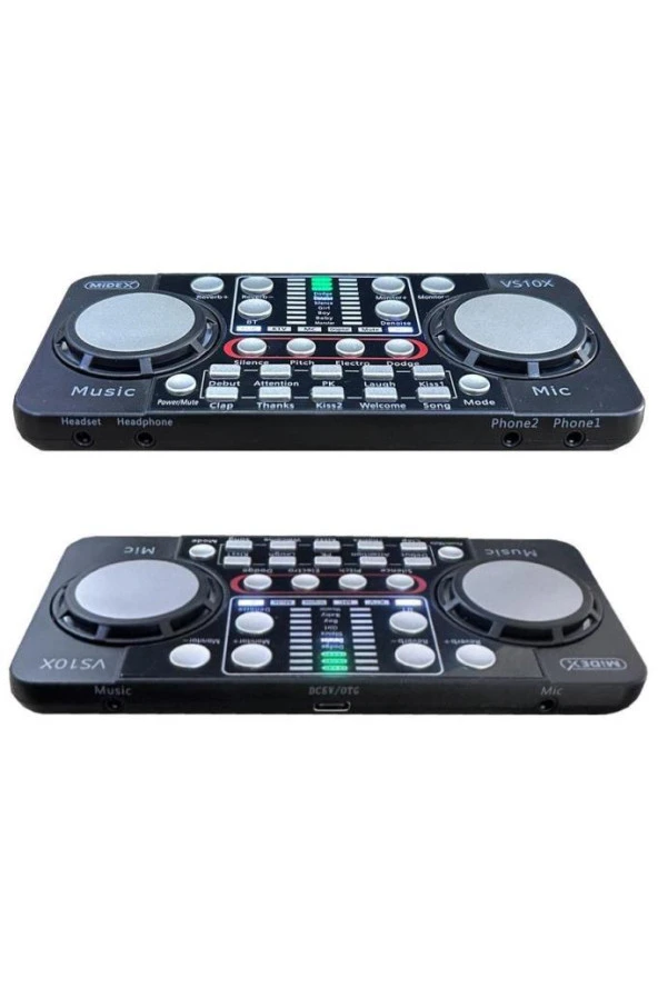 Midex VS10X Üst Seviye Stüdyo Kayıt Canlı Yayın Bluetooth ve Şarjlı Ses Kartı Efektli Radyo Mikseri (Telefon ve PC Podcast) - 3