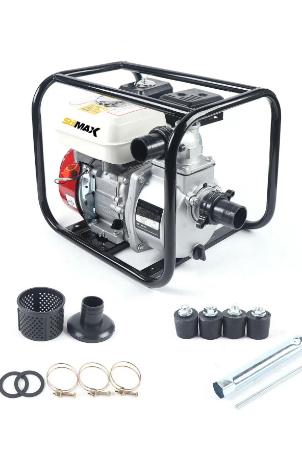 Stilmax Stm50Sm Parmak Metal Çift Çarklı Sistem Benzinli Su Pompası Motopump 7.5Hp Güçlü Motor 7Mt Emiş