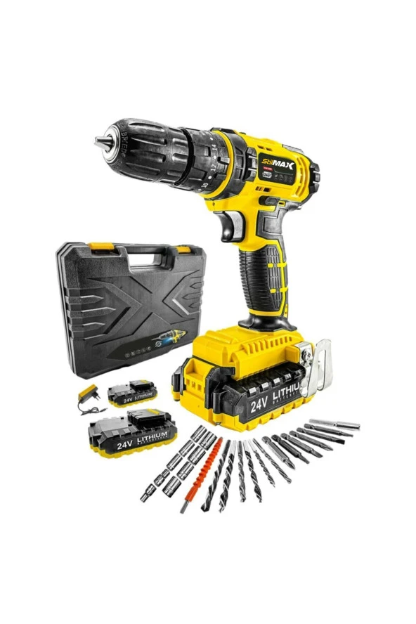 STİLMAX STM1069  24V Çift Akülü Şarjlı Vidalama Darbeli Matkap Çantalı Set + 24Parça Usta Seti - 3