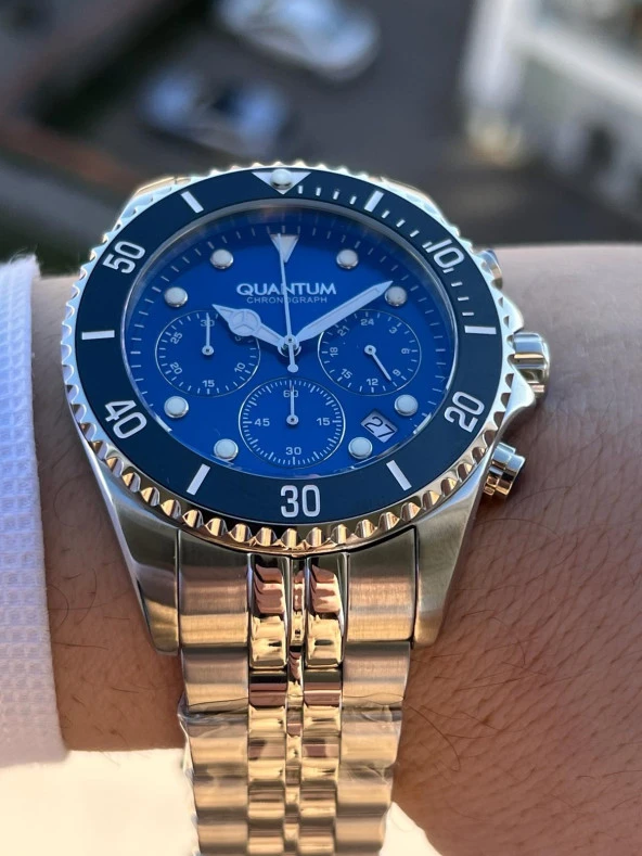 Quantum 10 Atm Suya Dayanıklı Çelik Kordon Fonksiyonları Aktif Erkek Kol Saati+Bileklik AWGE930.300 - Resim 5