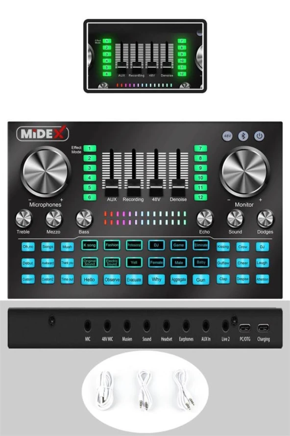Midex Vs20 Üst Seviye Stüdyo Kayıt Canlı Yayın Şarjlı Ses Kartı Efektli Radyo Mikseri (Telefon Ve Pc Podcast) - 4