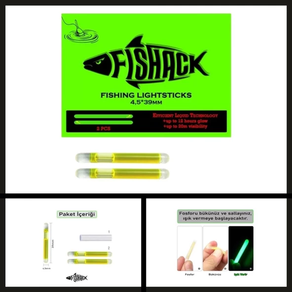 Uyguna-Yakala Çiftli 45*39mm 10 Adet Fishack Jel Balıkçı Fosfor-MAL.428