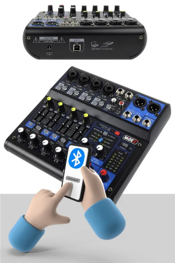 Midex Mix Paket-4 Stüdyo Youtuber Podcast Kayıt Ekipman Seti CX1 Mikrofon MDX-06FXU Mixer - 5