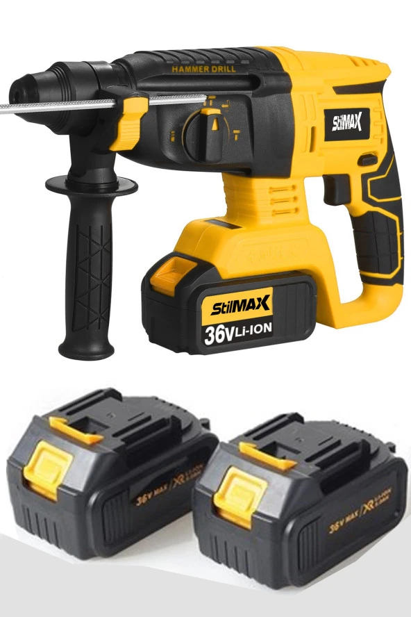 Stilmax  Profesyonel 36V  5 Ah Çift Akülü Şarjlı Kırıcı Delici 4 Fonksiyonlu  3.5 Joule 2 Yıl Garanti