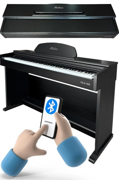 Midex PLX-190BK Siyah Dijital Piyano 88 Tuşlu Hammer Action ve Tuş Hassasiyeti - Resim 2
