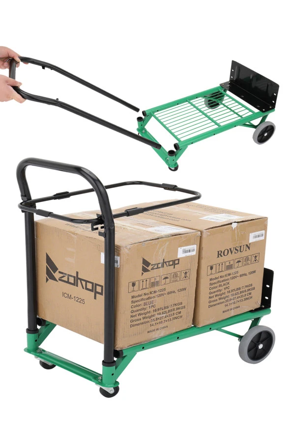 Stilmax Yükseklik Ayarlı Çok Fonksiyonlu Portatif Katlanır Koli Yük Paket Taşıma El Arabası 100Kg - 2