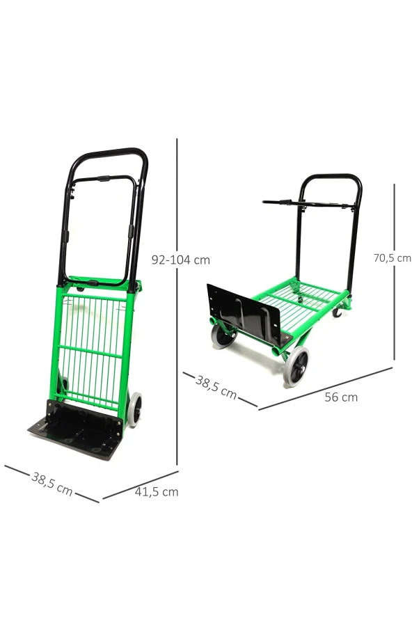 Stilmax Yükseklik Ayarlı Çok Fonksiyonlu Portatif Katlanır Koli Yük Paket Taşıma El Arabası 100Kg - 4