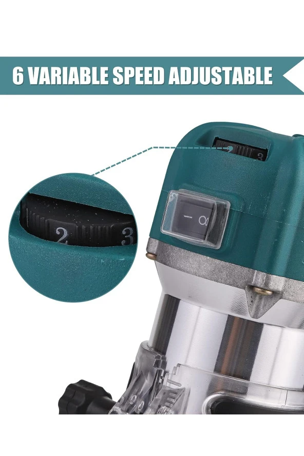 Stilmax Germany 3000 Watt 6 Kademe Devir Ayarlı Formika Traşlama Freze Makinesi 6 Mm + 12 Adet Uç Hediye - 2