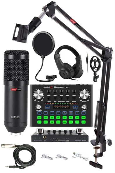 Lastvoice BM800 Live Plus Head Set Efektli Ses Kartı Mikrofon Kulaklık Stand Kayıt Canlı Yayın (PC ve Telefon) ürün görseli 1
