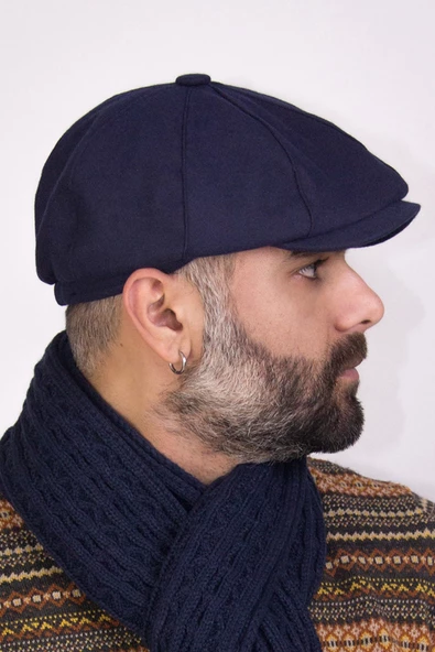 Kışlık Erkek Peaky Blinders İngiliz Driver Kasket koyu Lacivert 7404 - 2