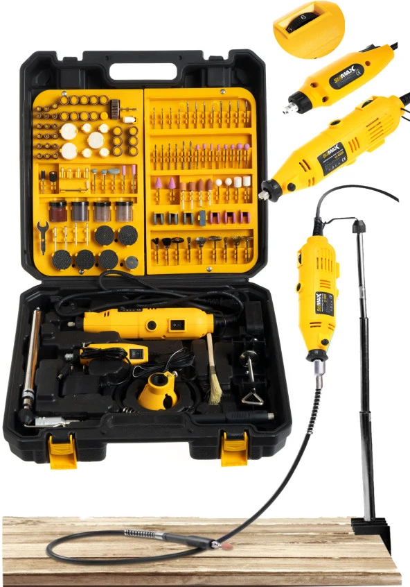 Stilmax Italy Super550 462 Parça 500W Devir Ayarlı Çift Adet Gravür Oyma Makinesi Dremel Taşlama Zımpara Set - 2