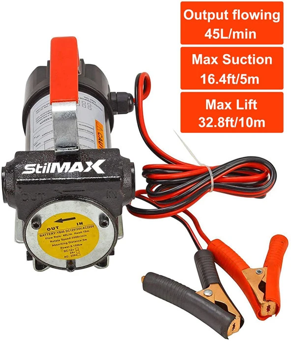 Stilmax Germany Technology 12V Kendinden Emişli Yakıt Sıvı Yağ Mazot Aktarma Transfer Pompası Paslanmaz - 2