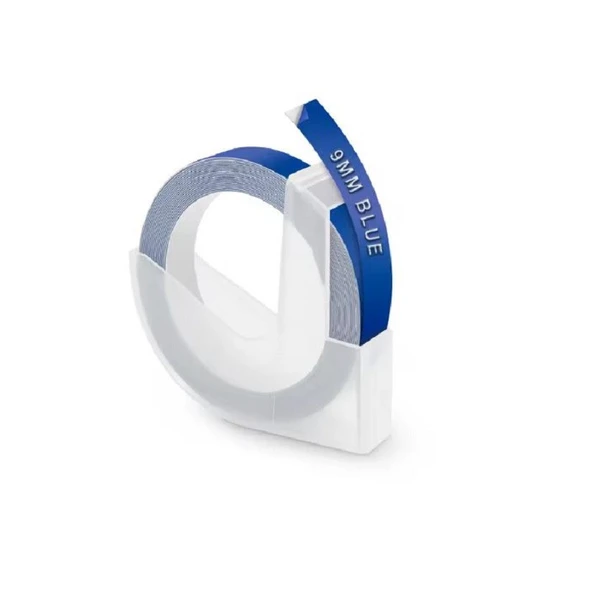 3D Kabartma Yapışkanlı Şerit Etiket MoTEX_E-101 - Dymo_JUNİOR+OMEGA (9mm X 3 metre) 1adet /MAVİ-BLUE ürün görseli 1