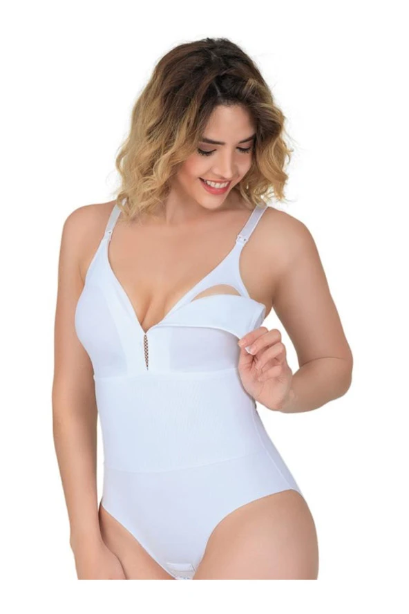 Sırt vintaekli Dikişsiz Badi Hamile Emzirme Kadın Atlet Body Korse Beyaz 2944