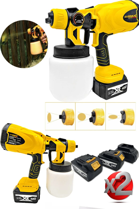 Stilmax 48V 10Ah Çift Akülü Boya İlaç Dezenfektan Püskürtme Makinesi Şarjlı Akülü Sprey Boya Tabancası