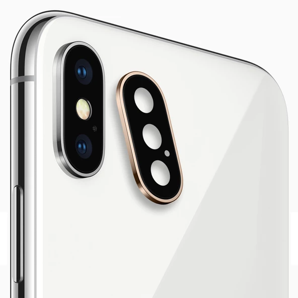 iPhone XS Max Kamera Lens Koruyucu Metal Kenarlı Cam - 2
