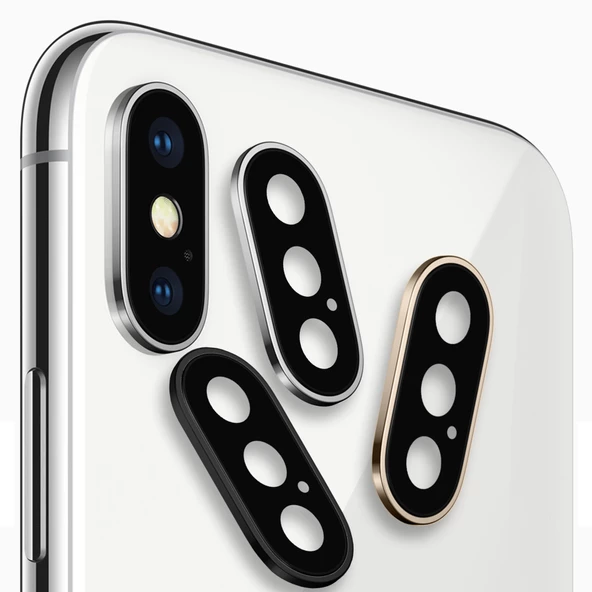 iPhone XS Max Kamera Lens Koruyucu Metal Kenarlı Cam