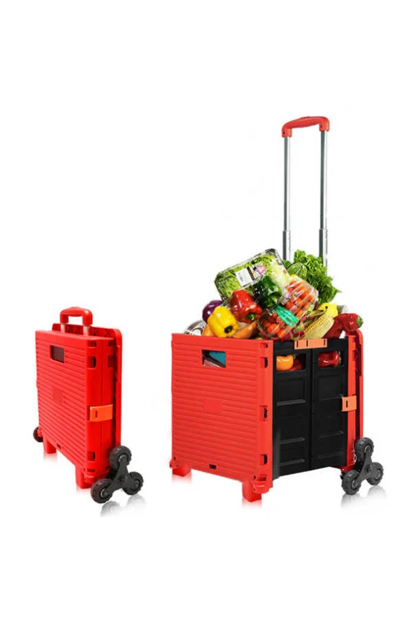 Uzayan Tutma Kulpu Merdiven Çıkabilen Portatif Koli Yük Paket Taşıma El Pazar Arabası 100KG - 6