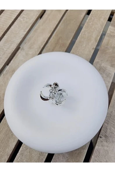 akrilik parlak gri 6 lı lotus madal toka küçük set - 6