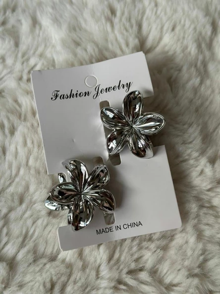 akrilik parlak gri 6 lı lotus madal toka küçük set - 4