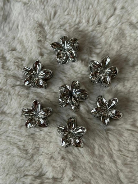 akrilik parlak gri 6 lı lotus madal toka küçük set - 5