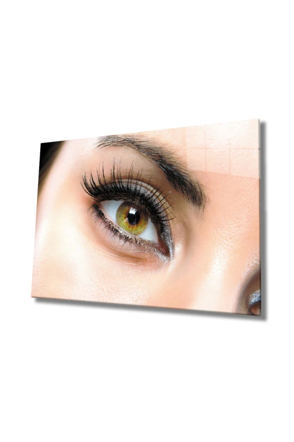 Kadın Yeşil Göz Cam Tablo Green Eye 110x70 Renkli