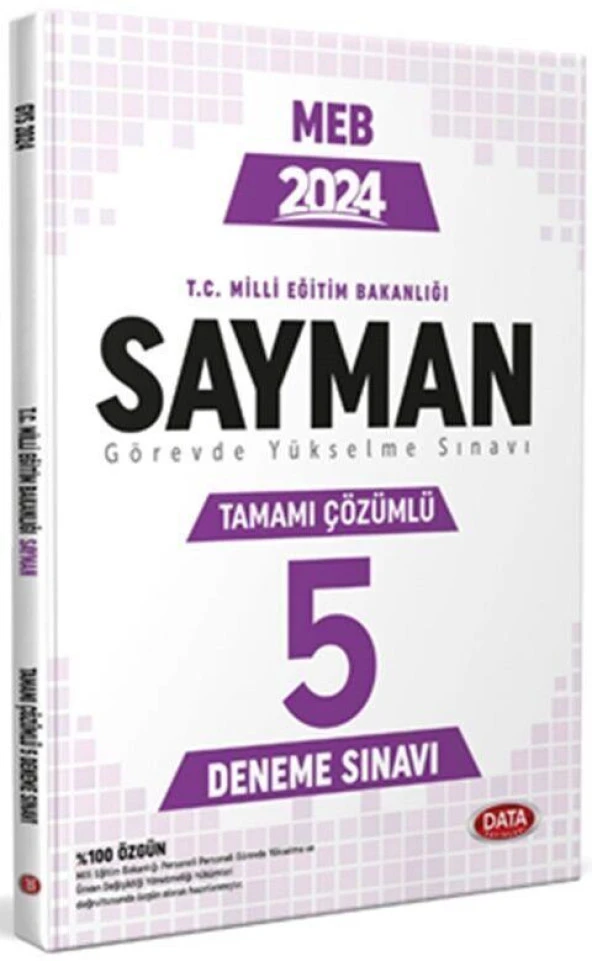 2024 Milli Eğitim Bakanlığı Sayman Tamamı Çözümlü GYS 5 Deneme Sınavı Data Yayınları