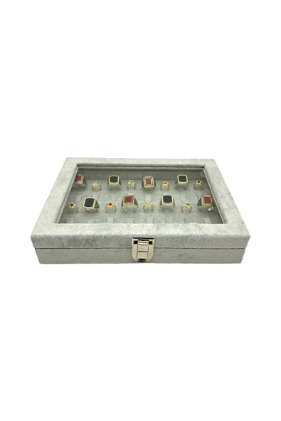 Yüzük ve Kutusu Tırnaklı Anfora Gri Süet - 3