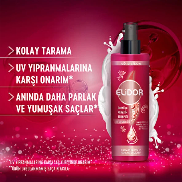 Elidor Sıvı Saç Bakım Sütü Brezilya Keratin Terapisi Hidrolize Keratin Marula Yağı E Vitamini 200 ml - 6