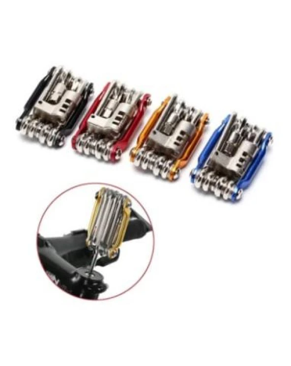 Xbyc 9617 11 Fonksiyonlu Katlanır Pratik Çakı Alyan Bisiklet Tamir Sökme Seti Siyah - 2