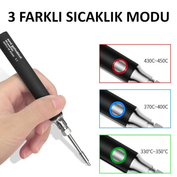 Valkyrie Şarjlı Kablosuz Lehim Makinası - 5 Saniyede Isınma - 30 Dakika Kullanım - USB Type-C Şarj - 3 Farklı Isı Modu - 450 Derece - 4