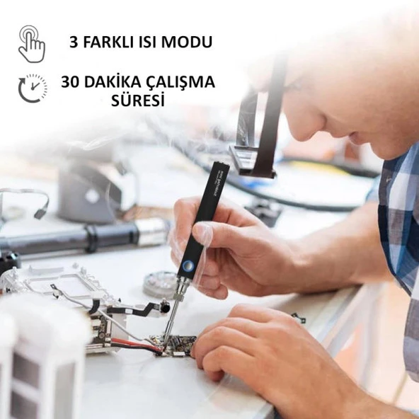Valkyrie Şarjlı Kablosuz Lehim Makinası - 5 Saniyede Isınma - 30 Dakika Kullanım - USB Type-C Şarj - 3 Farklı Isı Modu - 450 Derece - 7