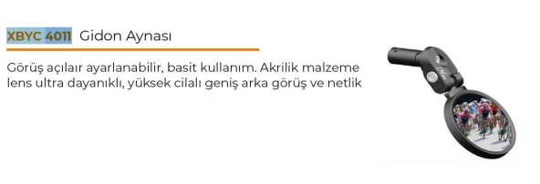 Xbyc 4011 Gidon Bağlantılı Ayna Geniş Açılı Arka Görüş Bisiklet Dikiz Aynası - 3