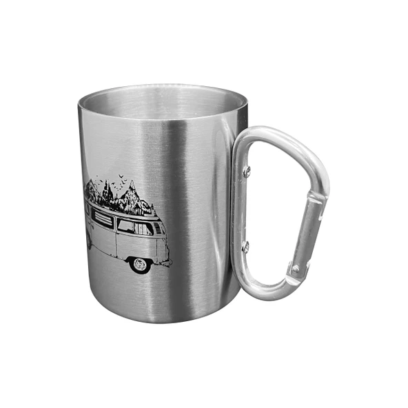 Orcamp Karabina Saplı Çelik Kupa Bardak Gri OUT-1850 - 3