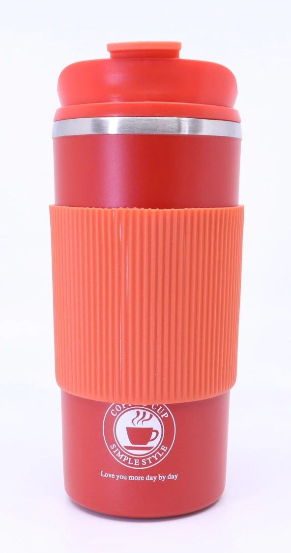 Çift Katmanlı Paslanmaz Çelik Sızdırmaz Termos Bardak 500 Ml Kupa - Turuncu