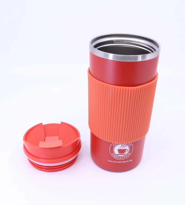 Çift Katmanlı Paslanmaz Çelik Sızdırmaz Termos Bardak 500 Ml Kupa - Turuncu - 3