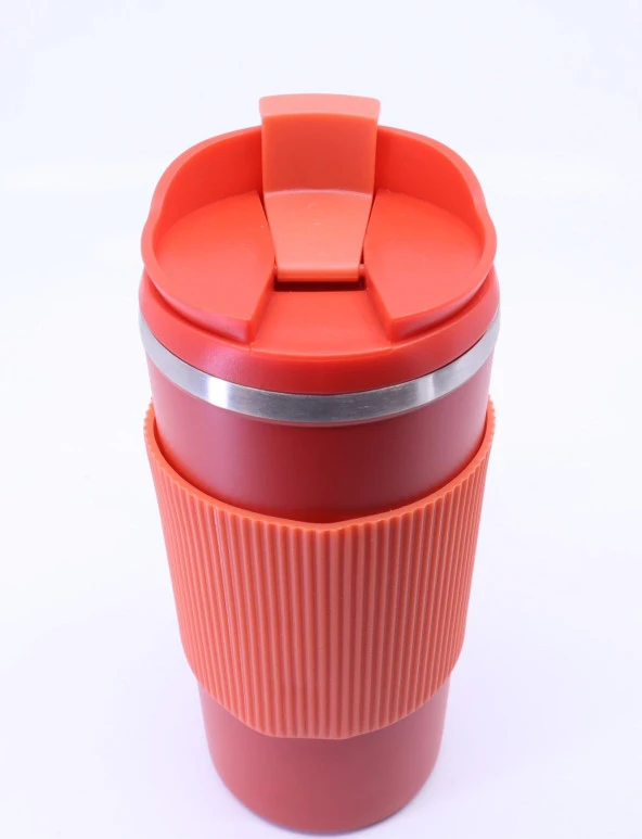 Çift Katmanlı Paslanmaz Çelik Sızdırmaz Termos Bardak 500 Ml Kupa - Turuncu - 4