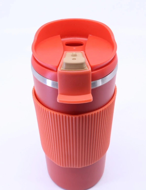 Çift Katmanlı Paslanmaz Çelik Sızdırmaz Termos Bardak 500 Ml Kupa - Turuncu - 5