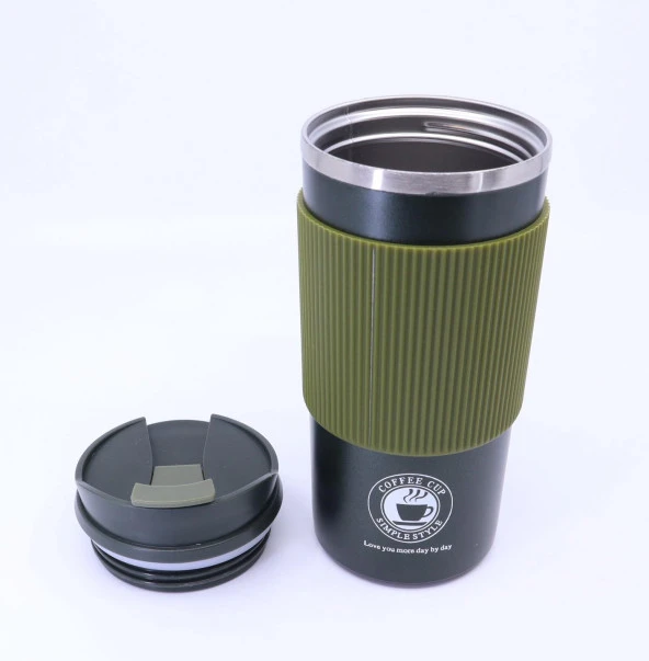 Çift Katmanlı Paslanmaz Çelik Sızdırmaz Termos Bardak 500 Ml Kupa - Yeşil - 3