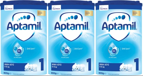 Nutrıcıa Aptamil 800GR Bebek Sütü No:1 (0-6 Ay) Doğumdan İtibaren (3 Lü Set)