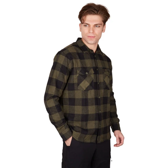 Alpinist Felder Erkek Ekose Outdoor Gömlek Haki (600601) - Resim 3