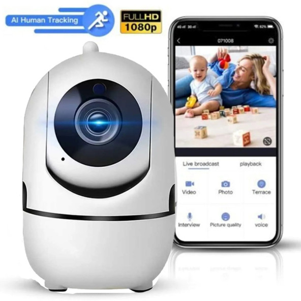 Full HD Sesli Hareketli Kablosuz Bebek Kamerası Wi-Fi Wireless Baby Cam Ip Gece Görüşlü