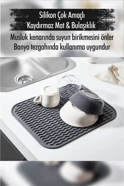 Silikon Çok Amaçlı Kaydırmaz Mat & Bulaşıklık (28*36 Cm )